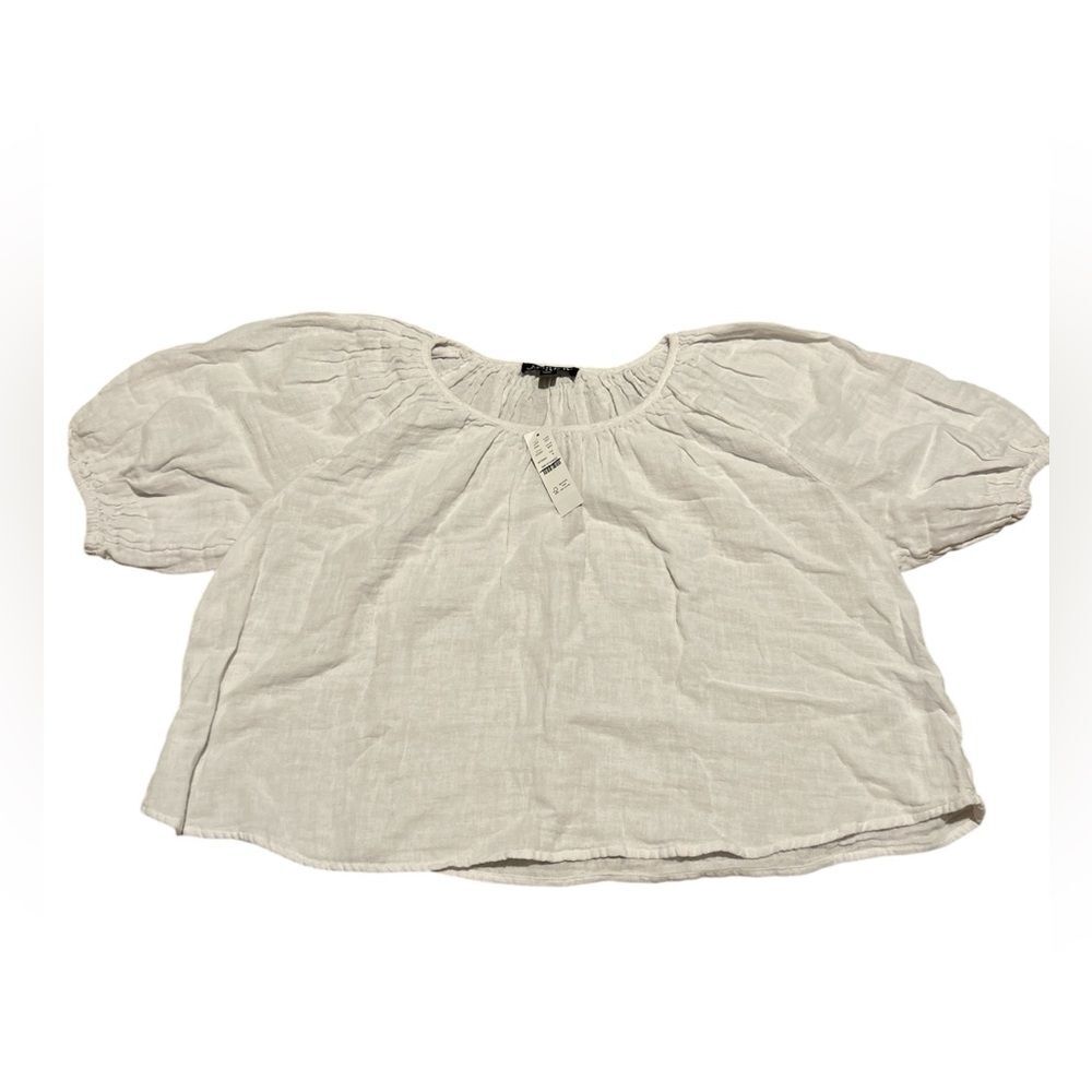 J. Crew Women’s Swingy Puff-sleeve Top in Cotton-linen Size S NWT #CC247